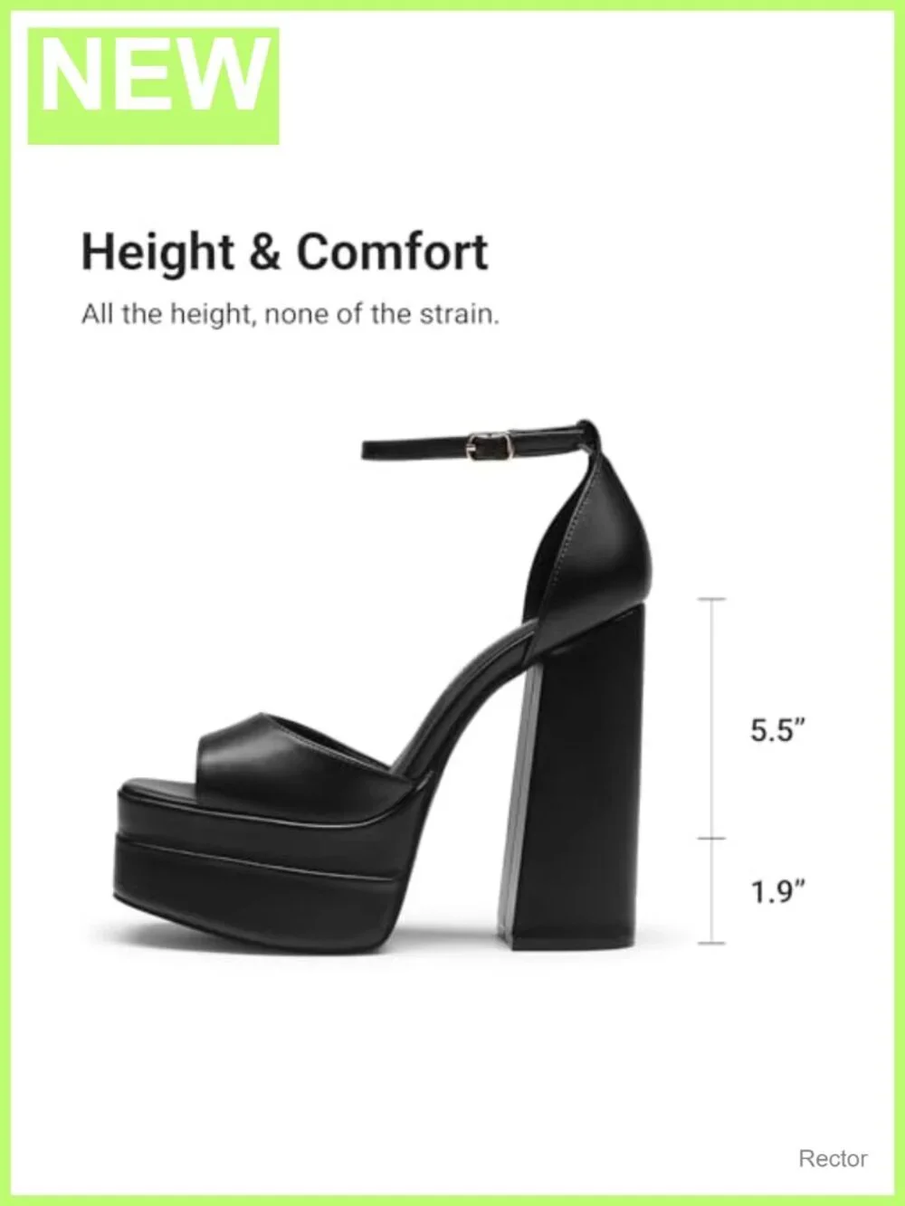 Women's Platform Chunky Block Heel Sandals Ankle Strap Square Toe Faux Leather